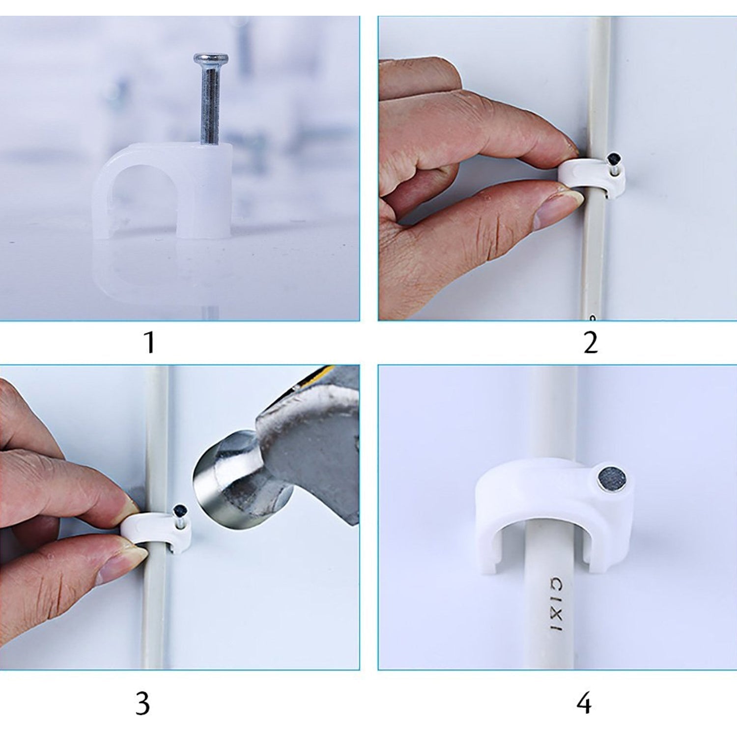9020 100 Pc 6 MM Cable Clip used in all kinds of wires to make them stuck and holded in walls etc. 9020 100 Pc 6 MM Cable Clip used in all kinds of wires to make them stuck and holded in walls etc.